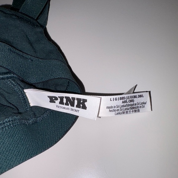 Victoria Secret PINK Hunter Green Bra with Bling size L like new - Picture 4 of 4